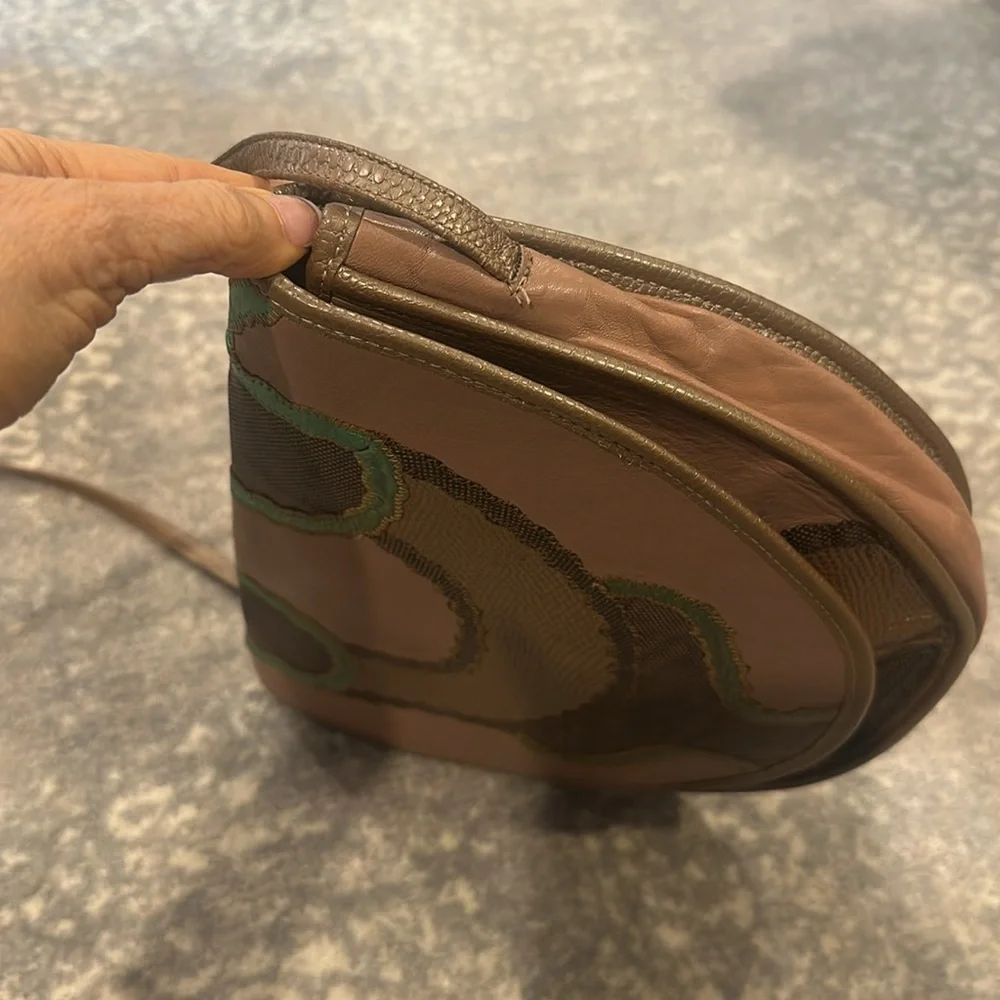 CARLOS FALCHI MULTI  SKIN BAG IN BROWNS AND BRONZE AND GREEN VINTAGE